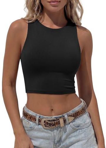 REORIA Summer Casual Vest Tank Tops for Women Sleeveless Blouses Tunic T Shirts Black Large