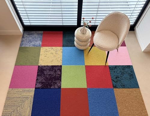 FVLFIL - Lot de 16 carreaux de moquette - Nuances de Interface - Carreaux de sol autoportants - 50 x 50 cm - 16 pièces par carton = 4 m² (couleur) Y