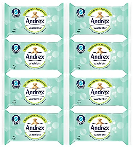 8 x 36 washlets Aloe Vera Moist Toilet Tissue Flushable Biogradable Cleaning Wipes
