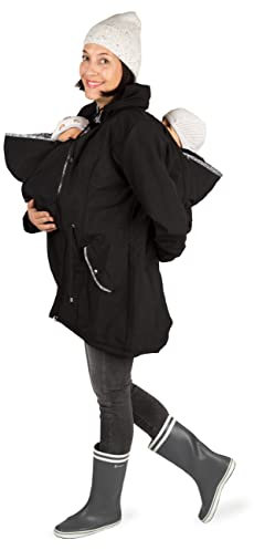 Viva la Mama - Zwillingstragejacke Tandemtragejacke Zwillinge tragen Umstandsjacke - PINA Twin - schwarz - L
