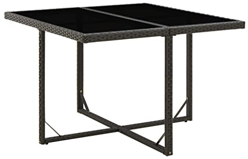 vidaXL Gartentisch Terrassentisch Balkontisch Tisch Garten Esstisch Gartenmöbel Outdoor Bistrotisch Schwarz 109x107x74cm Poly Rattan Glas