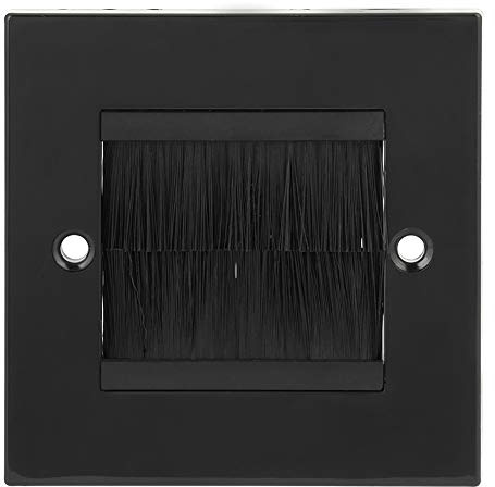 Alvinlite Inserto pasacables de Placa de Pared para Cables, Correa de Acceso de Cable de una Unidad, Enchufe de Pared para Sistemas de Cine en casa(Negro) Placa