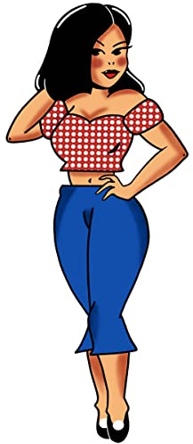 VWAQ Pinup Girl Peel and Stick Wall Decal - Vintage Traditional Tattoo Wall Art Sticker - AT7 (60 H X 25 W)