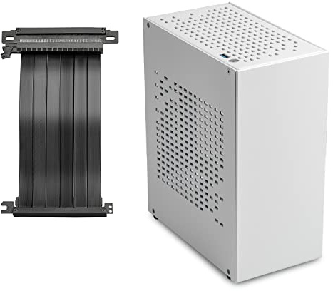 JOYJOM Aluminum Mini ITX Case with PCI Riser, Mini PC Case, SFF Small Form Factor PC Case, TX Computer Gaming Case Supports GPU Graphics Card (White)
