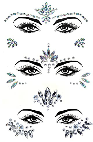luoshaPUCY 3 Stücke Edelsteine Temporäre Tattoos Glitzer Schmucksteine | Strass Gesicht Juwelen Kristalle Strasssteine für Musikkarneval, Party, Make-up