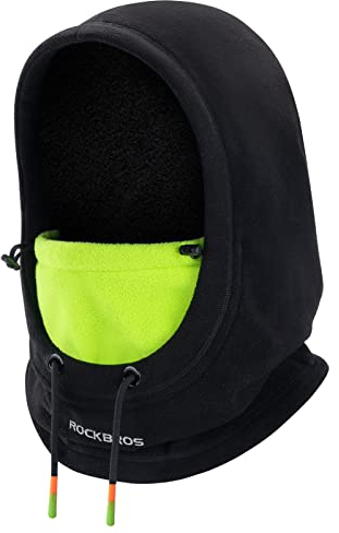 ROCKBROS Skimaske Sturmhaube für Damen und Herren Balaclava Winddichte Warme Kopfbedeckung für Fahrrad Motorrad Outdoor Schwarz Grün