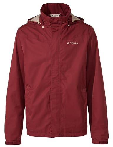 VAUDE Escape Bike Light Regenjacke Herren – Fahrradjacke wasserdicht atmungsaktiv winddicht, 2-Lagen mit verstaubarer Kapuze, carmine,L