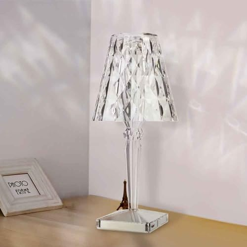 M Ledme - Lámpara de Mesita de Noche, Luz Nocturna Recargable, Temperatura de color CCT, Regulable en luz fría, neutra o cálida, Acabado Transparente. LM9065