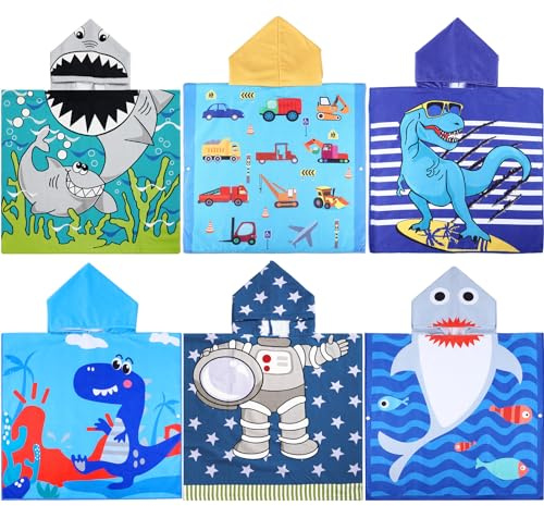 6 Pcs Kids Hooded Towel Kids Bath Towels with Hood Microfiber Baby Pool Beach Towel for Boy Girls Toddler(47 x 24 Inch,Vivid Style)
