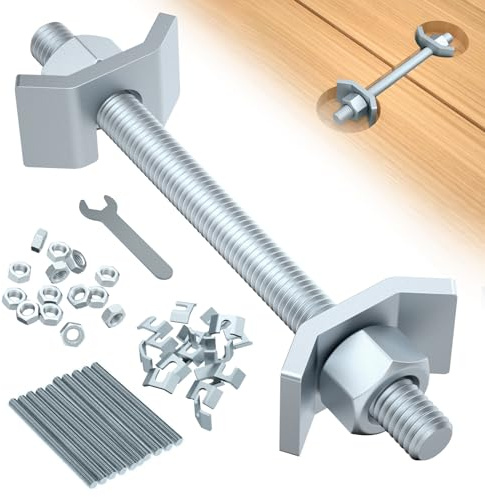 Dolenor Countertop Joint Connectors,Counter Top Fasteners Bolt,Butcher Block Fasteners Draw Bolts,Miter Bolts Connector Hardware for Bed Frame|Furniture|Table (Type Silver 10 PCS)