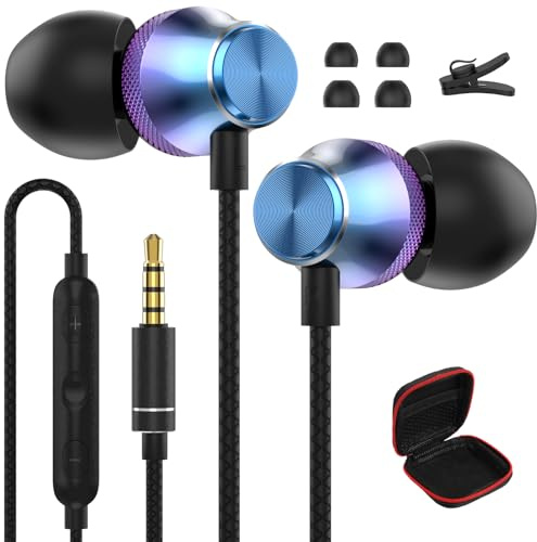 ACAGET 3.5MM Kopfhörer für Samsung Galaxy A06 A15 A14 A12 A25 A23 A52S | In Ear Kopfhörer mit Kabel 3.5mm Ohrhörer mit Mikrofon und Lautstärkeregler Kopfhörer für Redmi Note 14 13 12 Pro+11 10S