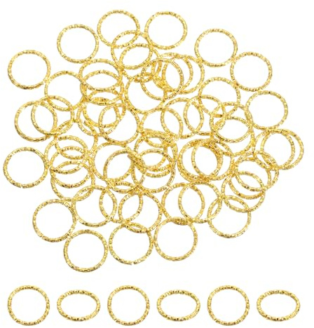 QUARKZMAN 50 Stück Offene Biegeringe, 15mm Verdrehte O-Ring Verbinder für DIY Bastelarbeiten Armbänder Halsketten Schmuckherstellung, Gold