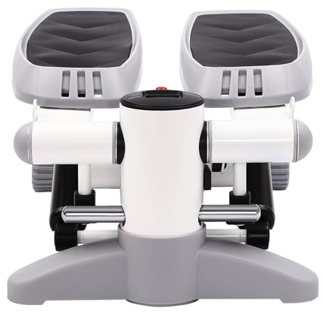Tragbar Fitness Stepper Fitness Mini Stepper mit Widerstandsband mit digitalem LED Monitor Fußpedalen Treppenstepper für zuhause Gesäß und Kardiotraining Bein Fitnessgerät Trainingsgerät (Grau)