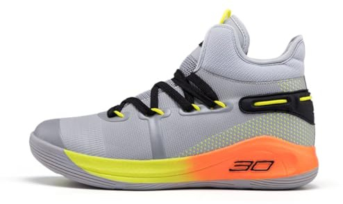 Basketskor för män andningsbara sneaker stödjande basketskor för män, sneakers för inomhus eller utomhus gata eller bana, storlekar 3 till 11, J111 Flamma färg, 38 EU