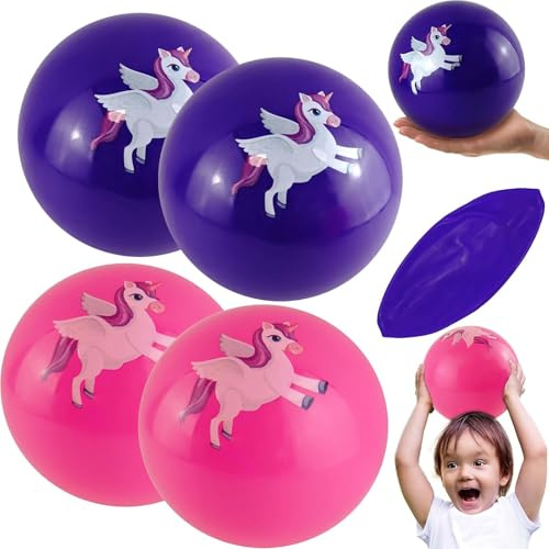 HOVUK 4Pack Beach Balls - Unicorn, 66cm/26in (Cir), Inflatable Beach Balls for Kids & Family Pool Parties, Summer Games, Outdoor Water Activities, Swimming Pool Toys, Beach Birthday Gift