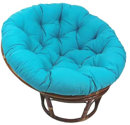 FYHTC Papasansessel Kissen 40-100cm Outdoor Sitzkissen für Hängesessel Rattanstühle Gartenstuhlauflagen Rundes Schaukelstuhlkissen, Garten Hängendes Eierstuhlkissen mit Bändern(Blue,90 * 90cm)