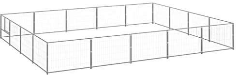 hundebox große Hunde,hundekäfig XXL,hundebox XXL,Hundezwinger Silbern 20 m² StahlEntworfen für Garten und Terrasse.