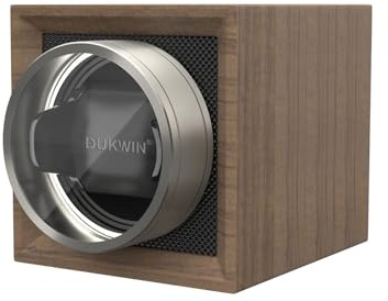 DUKWIN Single Watch Winder with Dual Power Supply, Supper Quiet Motor and Adjustable Watch Pillow, Small Watch Winder for Travel, E-Wood Color, Classic