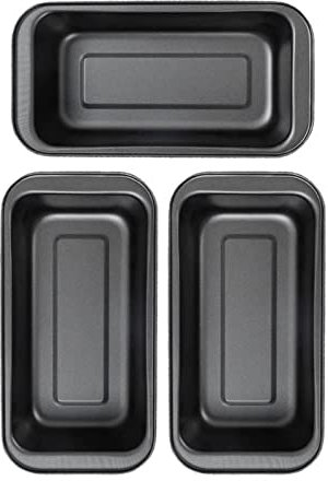 ZJchao Molde para Hornear Pan y Pasteles, Acero Al Carbono Premium, Antiadherente, Negro, 15cm, Rectangular, 3 uds.
