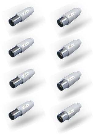 SERVICEWEBSHOP | Connettori Coassiali per Cavi Tv Antenna e Digitale Terrestre, Maschio e Femmina, Antenne TV DVB-C Radio e DVB-T2 per Antenna SAT Coassiale 4K UHD (SET 8 PZ (4 MASCHI + 4 FEMMINE))
