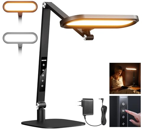 NEEWER Basics 16W Desktop LED Lampe für Homeoffice, Videokonferenzen und Lesen, augenschonendes, doppelseitiges, dimmbares Touch Ringlicht mit Tischständer, Memory Timer, 5 Farbmodi, CRI95, FR16