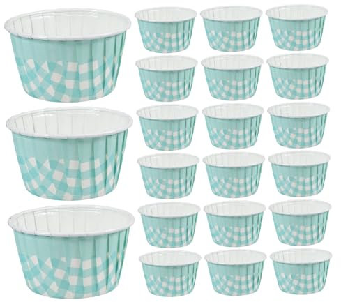 Holibanna Capacillos Para Hornear Cupcakes y Muffins, Papel Resistente Al Calor, 50 Unidades En Azul Diseño De Cuadros, Aptos Para Repostería, Fiestas y Hornos Domésticos