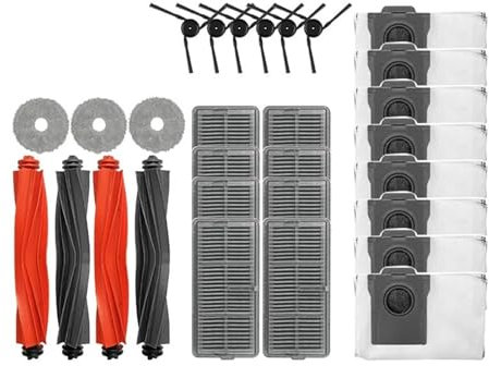 AZSHIW Kompatibel med X40 Pro Ultra Robot Dammsugare Dubbel Huvudborste Mopp Hepa Filter Dammpåse Tillbehör Ersättningsreservdelar(Light yellow)