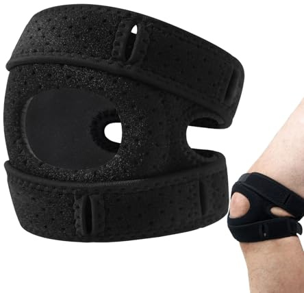 Hiemible Kniebandage Verstellbare Knieorthesen, Patella Kniebandage Damen Männer Einstellbare Kniestütze, Stoßdämpfender Kniestütze Sport Bandage, Knieschutz Polster Weich Für Knieschmerzen Lindern