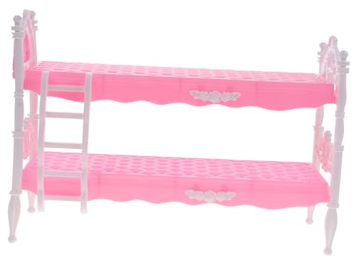 INOOMP Doppel-hochbett Für Puppenhaus Miniatur-spielzeugbett Für Junge Mädchen DIY Bettmodell in Rosa Für Puppenhaus-szenen Und Kreative Innendekoration