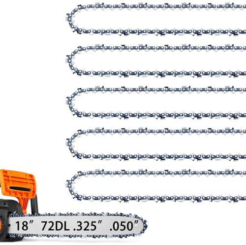 5 Pack 18 Inch Chainsaw Chain for Husqvarna .325 Pitch .050 Gauge 72 Drive Link Fits Husqvarna 440 445 435 450 545 Echo CS-400, Oregon H72 M72 (5 Chains)