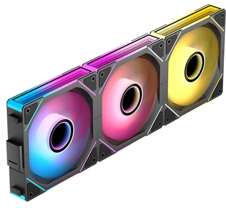 Jungle Leopard Interstellar-V1 UNI Daisy Chain RGB PC Lüfter 120MM 3er Pack,2000RPM/58.36CFM/24LEDs,5V3PIN ARGB und 12V4PIN PWM Lüfter (Schwarz)