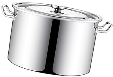 Genérico Olla sopera de Acero Inoxidable con Tapa - Olla de 14 l, Olla Profunda de 30 cm para cocinar, Fondo Compuesto Resistente, Ideal para sopas, caldos y guisos - Juego de ollas versátiles