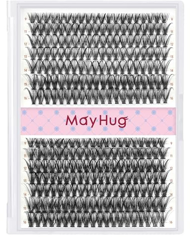 Mayhug Ögonfransar 40 50D singelögonfransar 280 st D curl kluster ögonfransar 9–16 mm gör-det-själv naturliga ögonfransar (40 + 50 D)