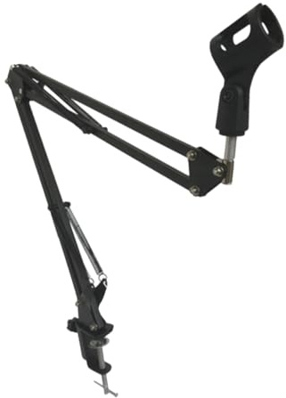 HOODANCOS Microphone Suspension and Double-braced with Stand Adjustable Desktop Arms Arm Folding, Metal Boom Holder for Load Bearing 1500g, Black Broadcasting Studios