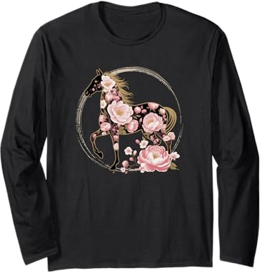 Cheval Floral Chinois Nouvel an Lunaire 2026 Manche Longue