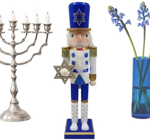 Cascanueces de Madera de Hanukkah – Soldado judío de Vacaciones, muñeca Decorativa Azul y Blanca, Escultura de Escritorio de pie, colección de festividades culturales, clásico de Temporada |