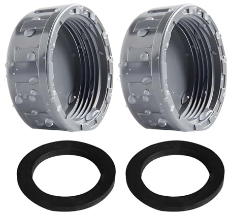 Tapón roscado de PVC con junta, 2 piezas, rosca interior de 40 mm, para jardín y fontanería