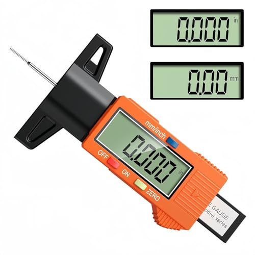 Misuratore di profondità del battistrada degli pneumatici, 0-25,4 mm, digitale, grande LCD digitale, strumento di misurazione della filettatura dei pneumatici per auto, camion, moto, bici