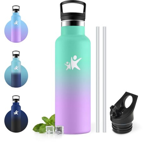 JAPORIA Borraccia Termica 500ml, Bottiglia Acciaio Inossidabile con Cannuccia e Filtro, Riutilizzabile, senza BPA, per Sport, Palestra, Yoga