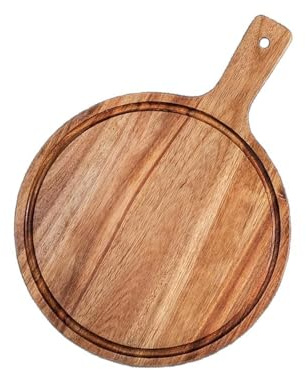 JSGHGDF Teglia per pizza con manico in legno Tagliere per verdure Vassoio in legno sicuro per cottura fatta in casa teglia in legno essenziale vassoio resistente al calore per forno