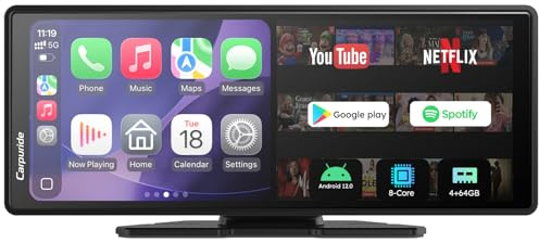 Carpuride W903Plus Pantalla CarPlay Coche 9.3 4+64GB Android Auto | Pantalla táctil IPS HD con GPS online y offline, Google Play, Mirror Link, Bluetooth y cámara de visión trasera para coche