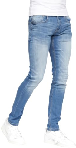 Duck and Cover Men’s Slim Fit Stretch Jeans – Skinny Fit Denim Jeans, 5 Pocket Casual Everyday Jeans, Blue, Dark Wash, Grey, Black