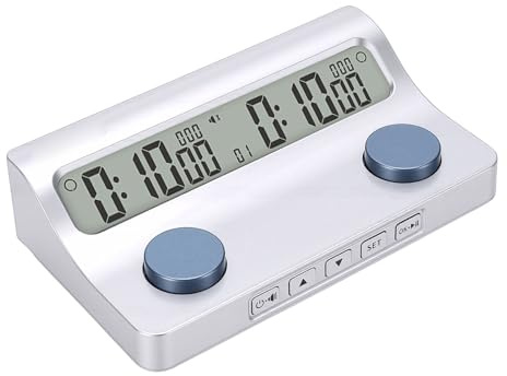 Funien Schachuhr, Go-Schachuhr, Spieluhr für Zwei Spieler, Brettspieluhr, HD-Display, 9:59:59 Byoyomi , Verzögerung, Stummmodus mit Akustischem Signal für Schach-Go-Turniere