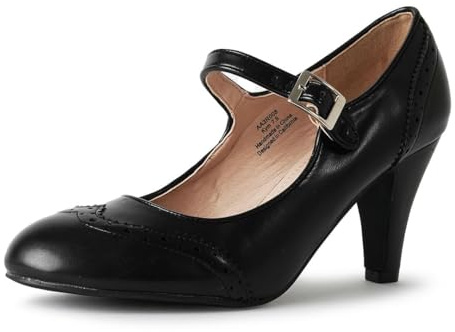J. Adams Kym Mary Jane Shoes Women Oxford Pumps - Cute Low Kitten High Heels - Retro Vintage Shoes for Women 1950s Mary Janes Round Toe Shoe with Ankle Strap