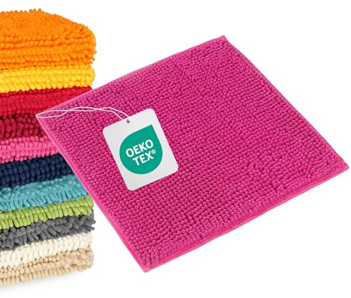 WohnDirect Badematte 45x45 cm Pink – rutschfest & Waschbar | Perfekt fürs Gäste-WC: kompakt, saugstark & rutschfest