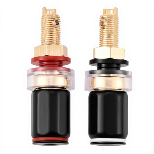 Richer-R 2X Terminal Lautsprecher Polklemme, 2 Stück Frei Schweißen Kupfer Lautsprecher Terminal Bananenstecker Anschlussklemme Set,für 4mm Bananenstecker Lautsprecher Schwarz+Rot