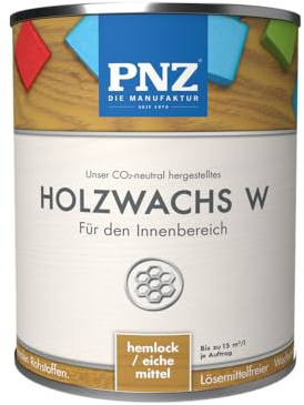 PNZ Holzwachs W für Innen | lösemitttelfreier Wachsanstrich | Nachhaltig hergestellt mit regionalen Rohstoffen | für alle Hölzer, Gebinde:0.75L, Farbe:eiche mittel/hemlock