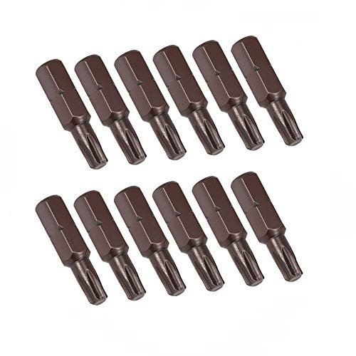 SUPERTOOL Torx-skruvmejsel bits 25 mm 1/4 sexskaft magnetisk skruvmejsel bits set för elektriska skruvmejslar och borrar 12 st (T9)