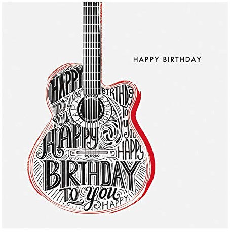 The Birthday Collection Contemporary Male Illustrated Birthday Card From by Museums & Galleries - Birthday Guitars by Jo Spicer - Greeting Card for Him (MG-OBH117)