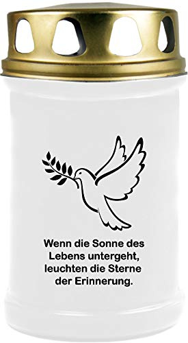 HS Candle 8er Pack Grabkerzen mit Motiv, Grablicht mit Brenndauer von ca. 2 Tage, Motiv: Taube, in vielen weiteren Varianten